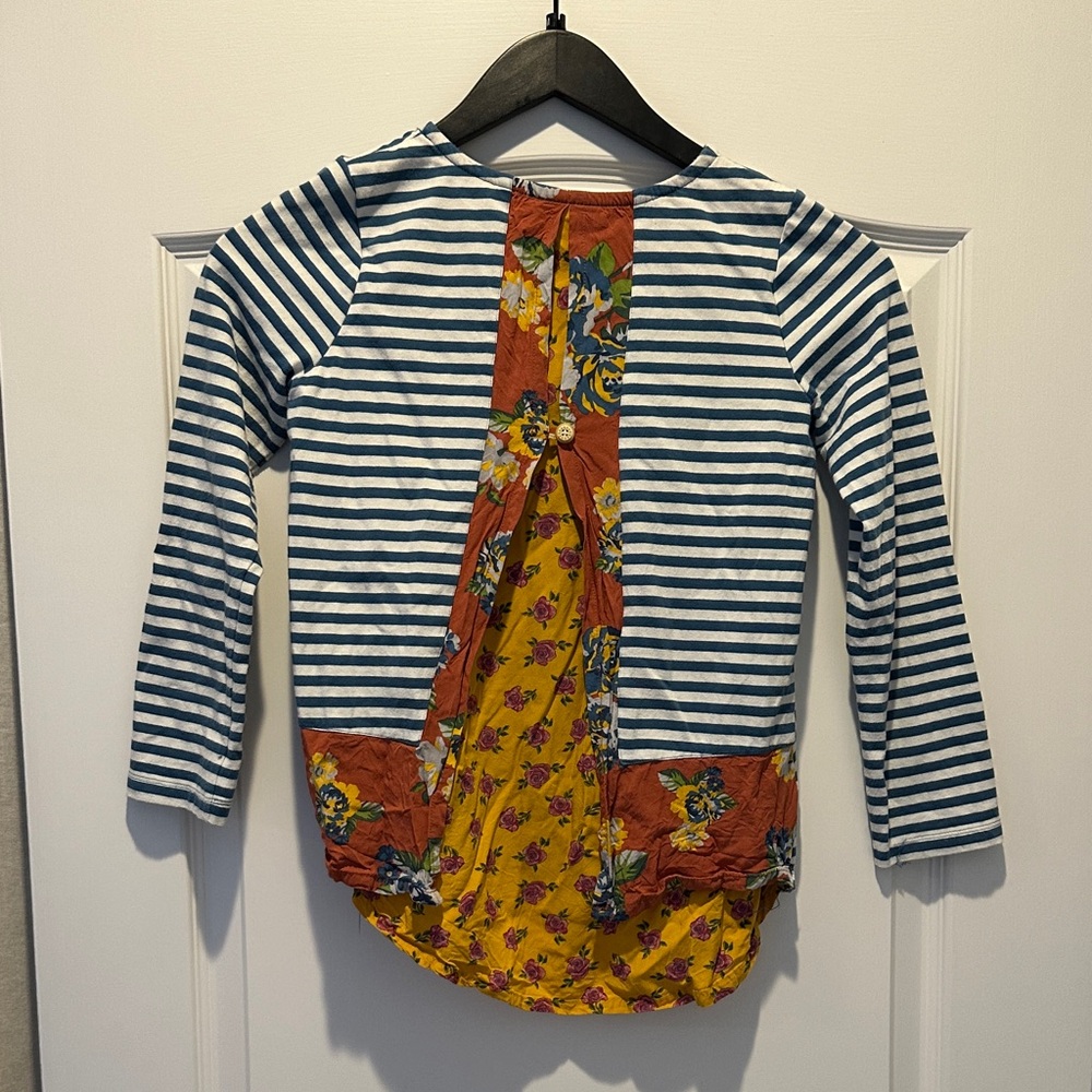 Matilda Jane Blue Striped and Floral Long Sleeve Tee